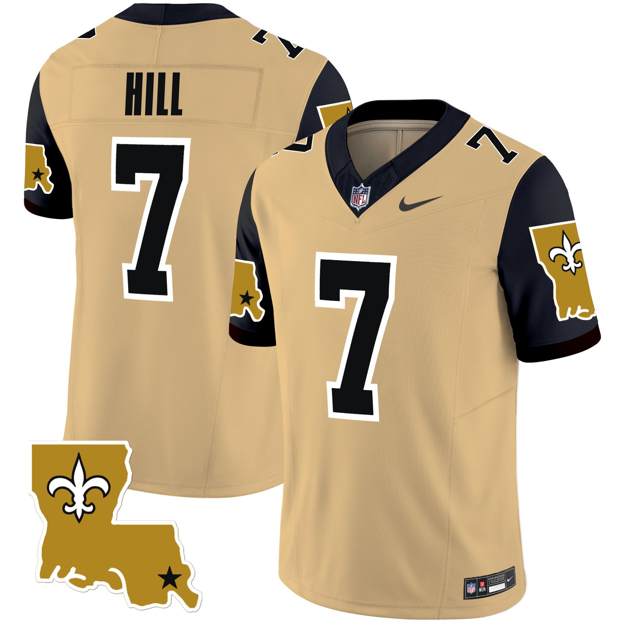 Men New Orleans Saints #7 Hill Yellow 2024 Nike 1987 Legacy Vapor Limited NFL Jersey